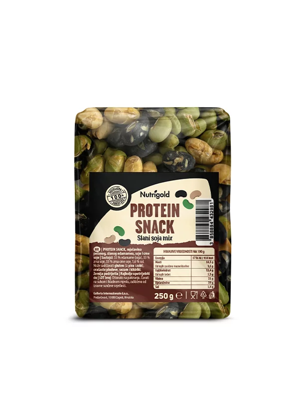 Nutrigold super protein snack in a transparent packaging of 250g