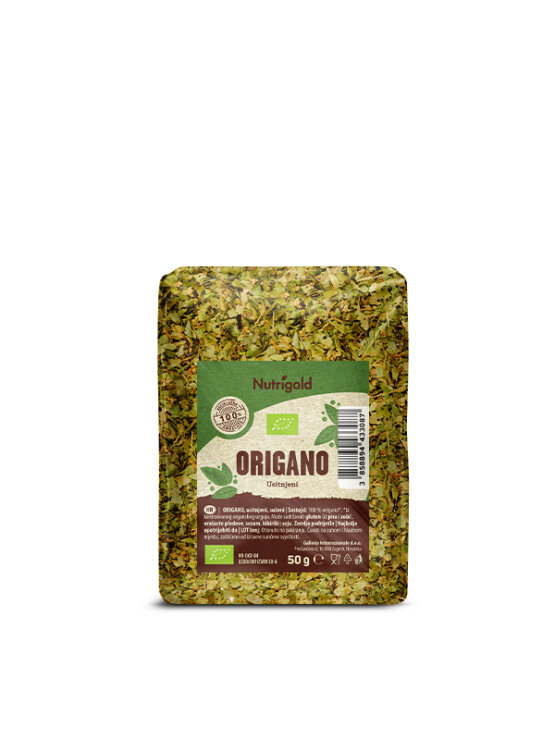 Nutrigold organic oregano in a transparent packaging of 50g