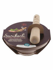 Ceramic Mortar With Wooden Pestle Suribachi & Surikogi - 18 cm Terrasana