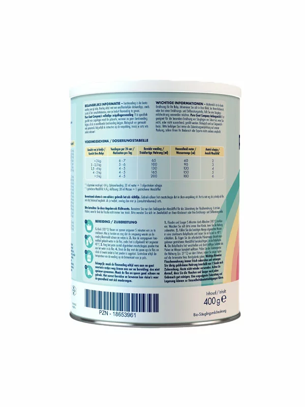 Complete Infant Formula Based On Goat Milk 1 (From Birth) - Organic 400g Pure Goat
