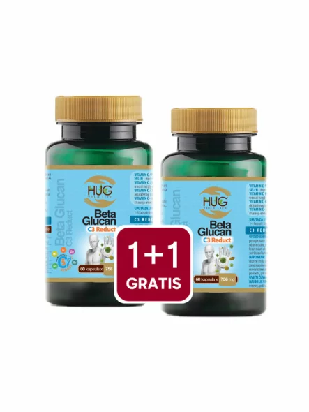 1+1 Beta Glucan & C3 Reduct Capsules 2 x 60 x 756mg - Hug Your Life