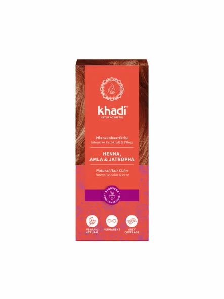 Natural Hair Colour Red (Henna, Amla & Jatropha) - 100g Khadi