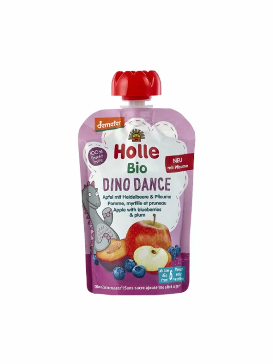 Apple, Blueberry & Plum Purée "Dino Dance" - Organic 100g Holle