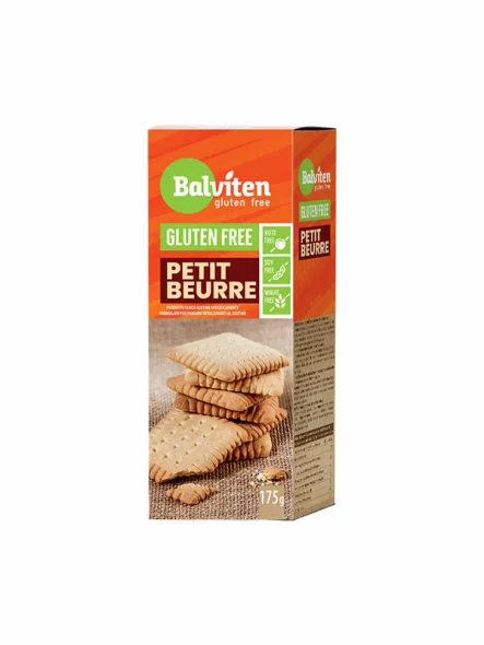Balviten Petit Beurre gluten free biscuits in a cardboard packaging of 175g