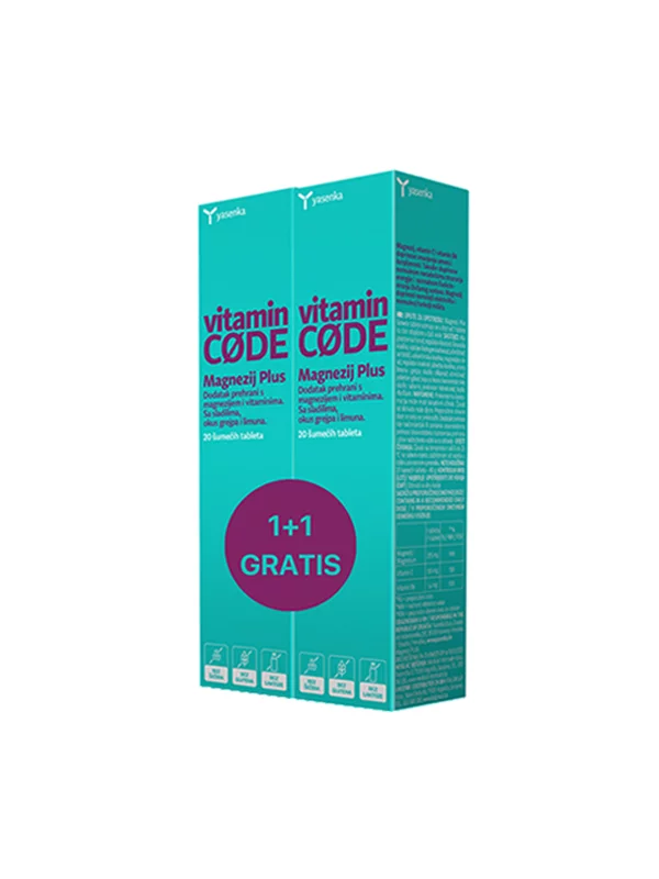 1+1 GRATIS Magnesium PLUS Effervescent Tablets - Grapefruit & Lemon 40pcs Yasenka