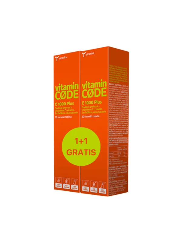 1+1 GRATIS Vitamin C + Zinc Effervescent Tablets - Orange 40pcs Yasenka