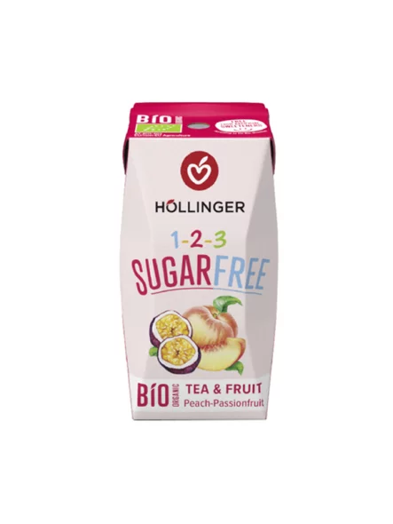 Peach & Passion Fruit Drink Sugar Free - Organic 300ml Hollinger