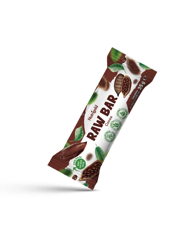 Nutrigold raw bar cocoa in a packaging of 35g