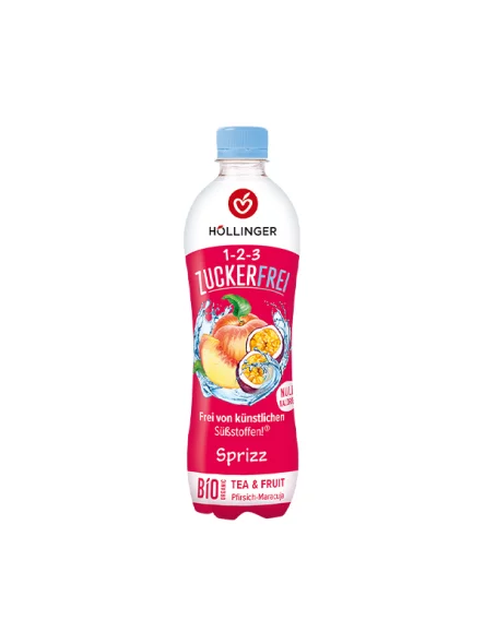 Peach & Passion Fruit Juice Sugar Free - Organic 500ml Hollinger