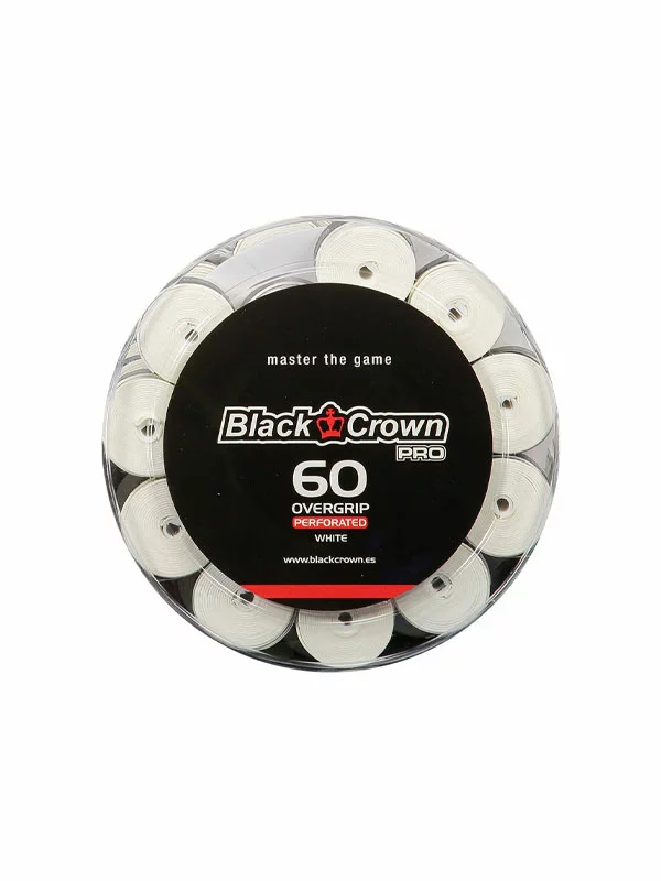 Perforated Overgrips White 60pcs - Black Crown