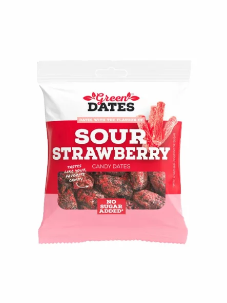Dates With Sour Strawberry Flavour - 90g Green Dates