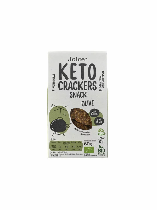 JFOODS SA organski Hrskavi KETO krekeri s maslinamau pakiranju od 60g.