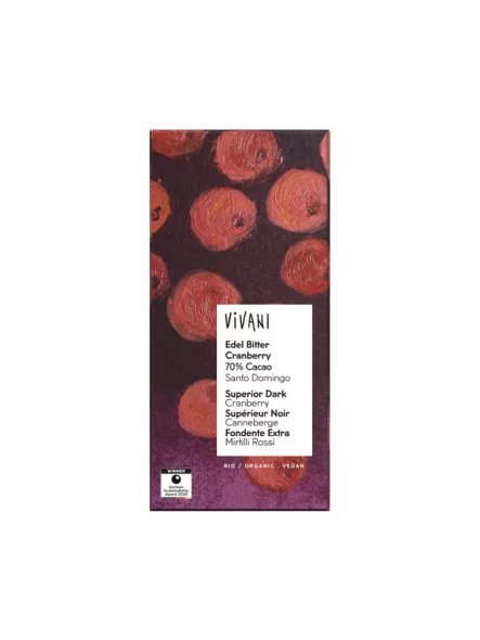 Dark Chocolate 70% Cranberry - Organic 80g Vivani