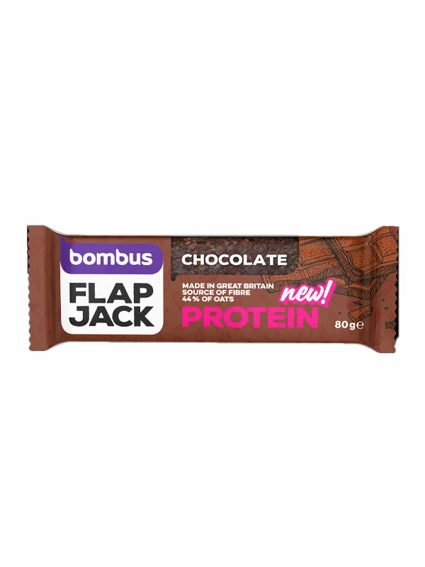 Bombus Flapjack Protein s okusom čokolade u pakiranju od 80g.