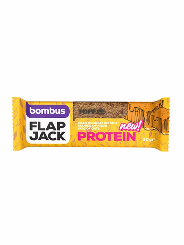 Bombus Flapjack Protein pločice s okusom toffeeja u pakiranju od 80g.