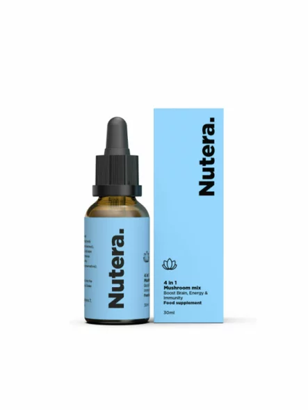 4-in-1 Mushroom Mix (Reishi, Cordyceps, Chaga & Lion's Mane) - 30 ml Nutera