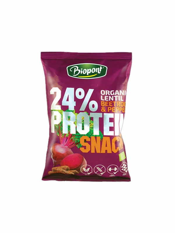 Protein Lentil Flips Beetroot & Black Pepper Gluten Free - Organic 50g Biopont