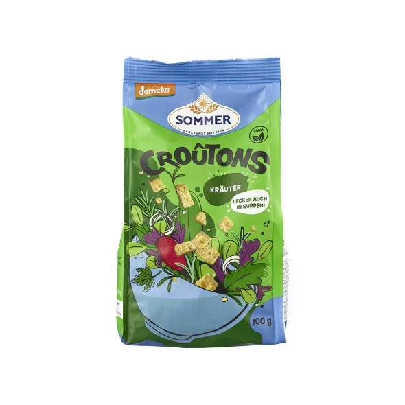 Sommer Organic Herb Croutons in a 100g packaging