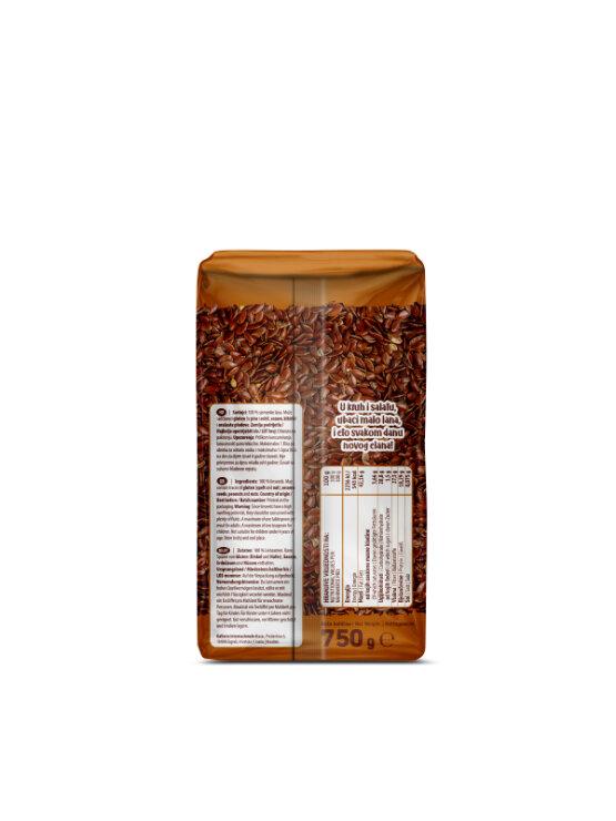 Nutrigold linseed in a transparent packaging of 750g
