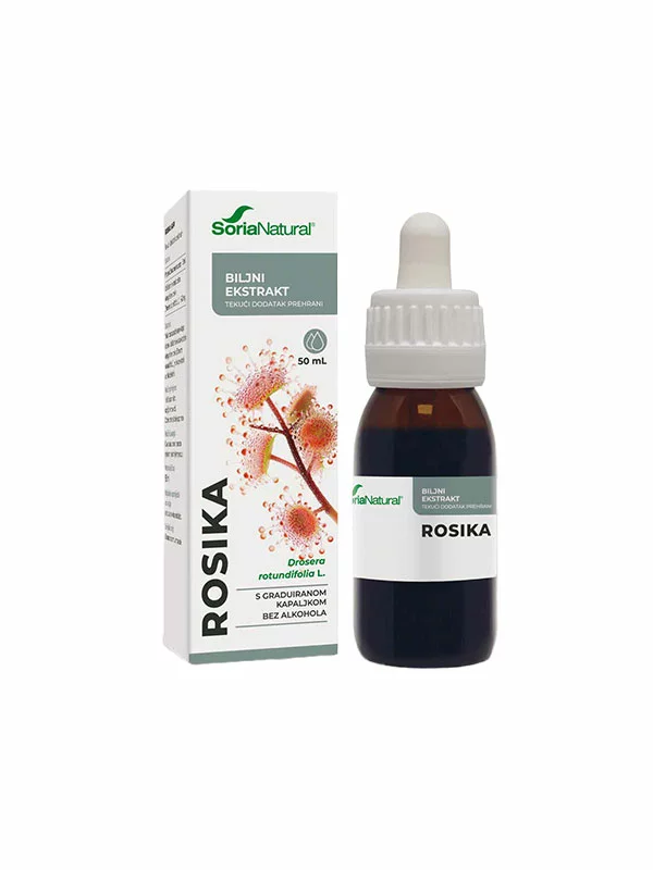 Soria Natural drosera drops in a 50ml glass bottle with a dropper