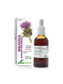 Soria Natural milk thistle drops in a 50ml glass bottle with a dropper