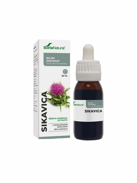Soria Natural milk thistle drops in a 50ml glass bottle with a dropper