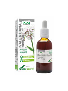 Soria Natural valerian drops in a 50ml glass bottle with a dropper