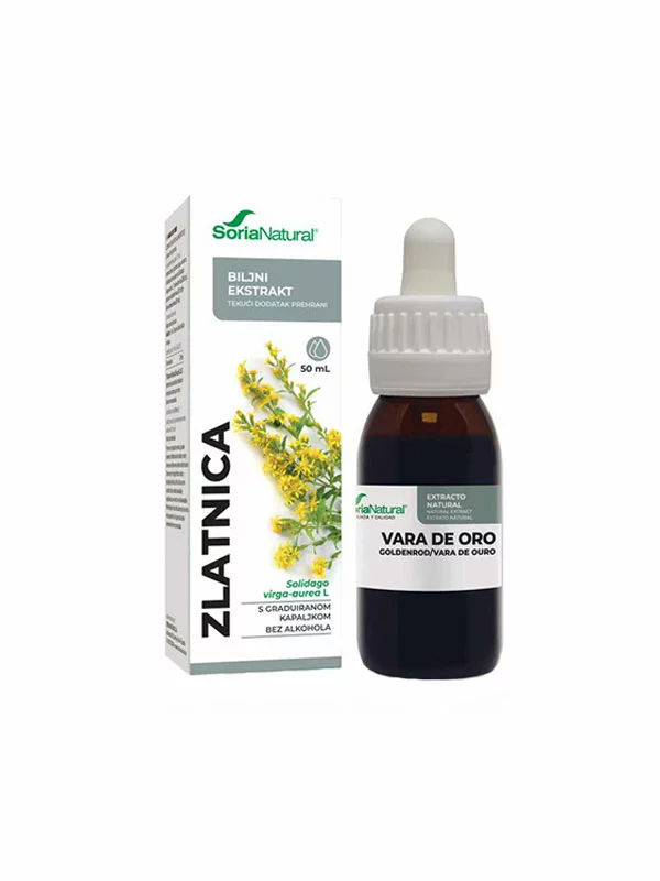 Soria Natural solidago virgaurea drops in a 50ml glass bottle with a dropper