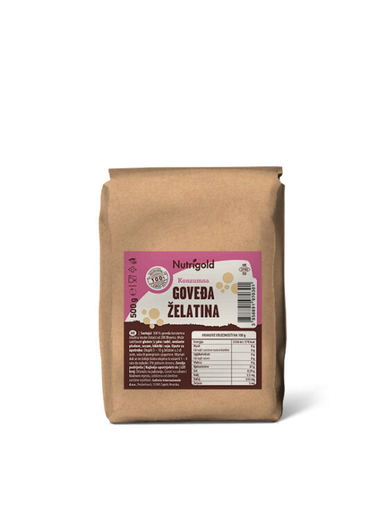 Nutrigold beef gelatin powder in a packaging of 500g