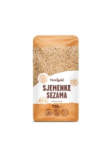 Nutrigold sesame seeds in a transparent packaging of 750g