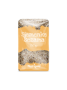 Nutrigold sesame seeds in a transparent packaging of 750g