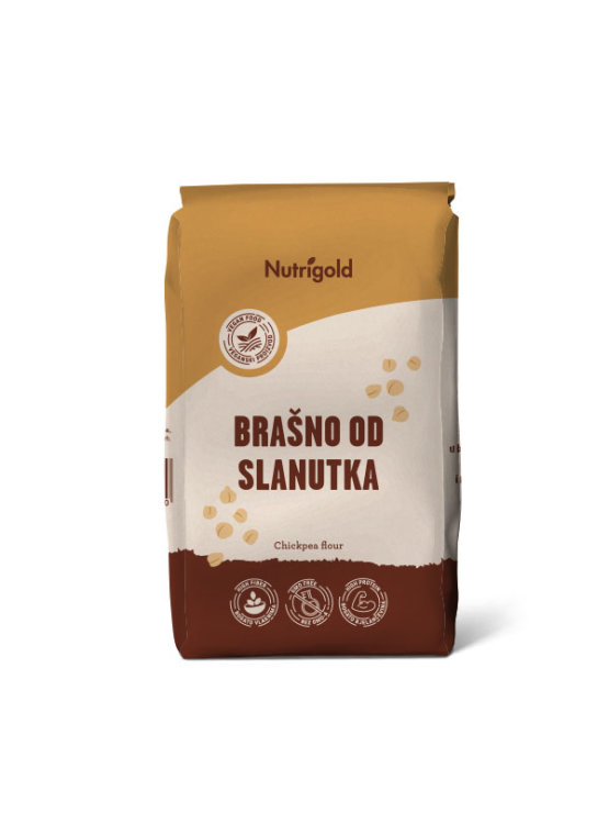 Nutrigold Chickpea flour in a brown packaging of 500 grams