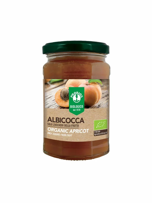 Probios organic and gluten free apricot spread in a 330g jar
