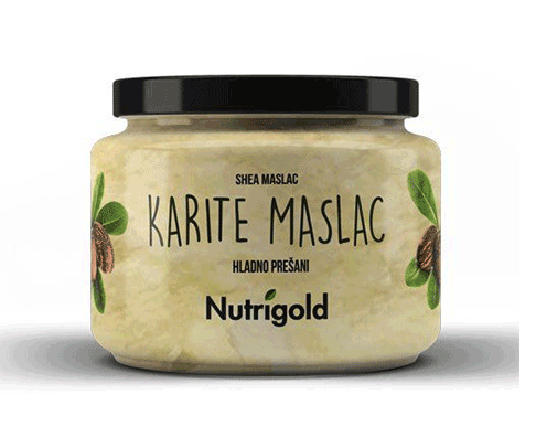 Nutriogld shea karite maslac iz certificiranog organskog uzgoja u staklenci od 250 grama.
