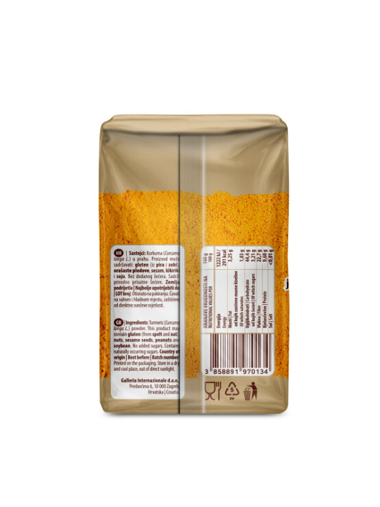 Nutrigold turmeric powder in a transparent packaging of 200g