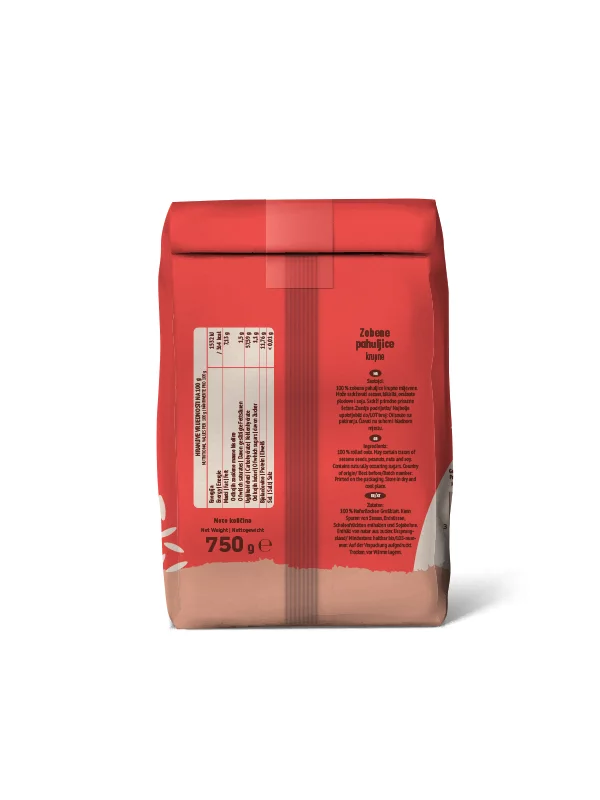 Nutrigold oat flakes in a brown paper packaging of 750g