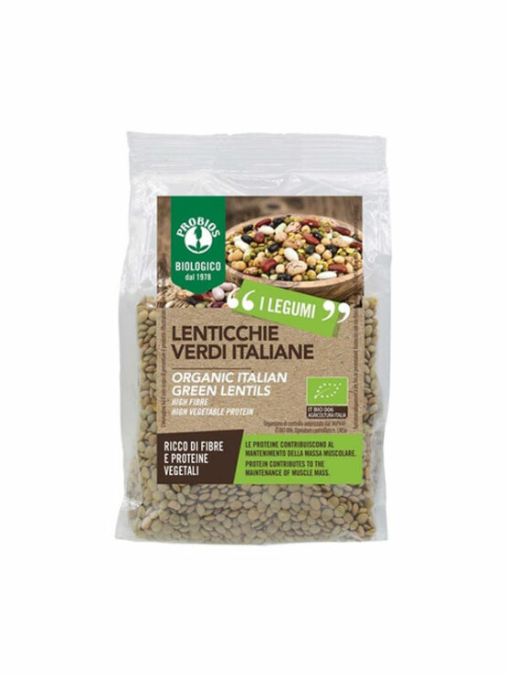 Probios organic green lentils in a 400g packaging