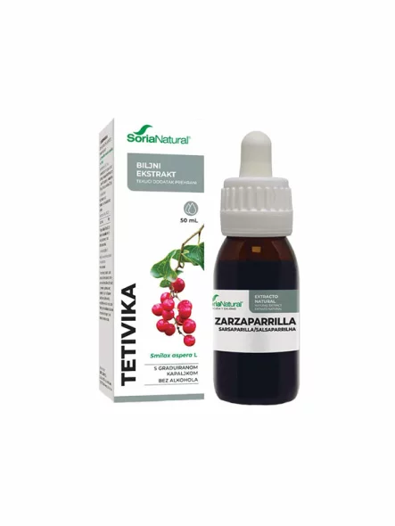 Soria Natural smilax aspera drops in a 50ml glass bottle with a dropper