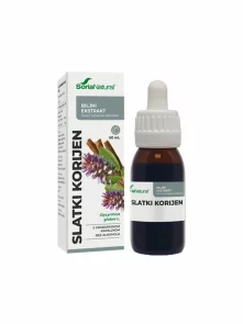 Soria Natural liquorice drops in a 50ml glass bottle with a dropper