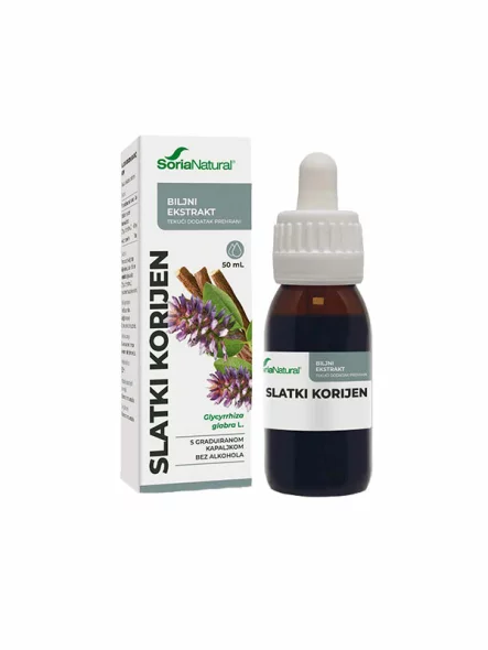 Soria Natural liquorice drops in a 50ml glass bottle with a dropper