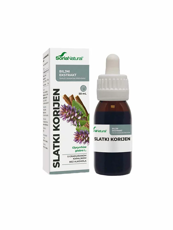 Soria Natural liquorice drops in a 50ml glass bottle with a dropper