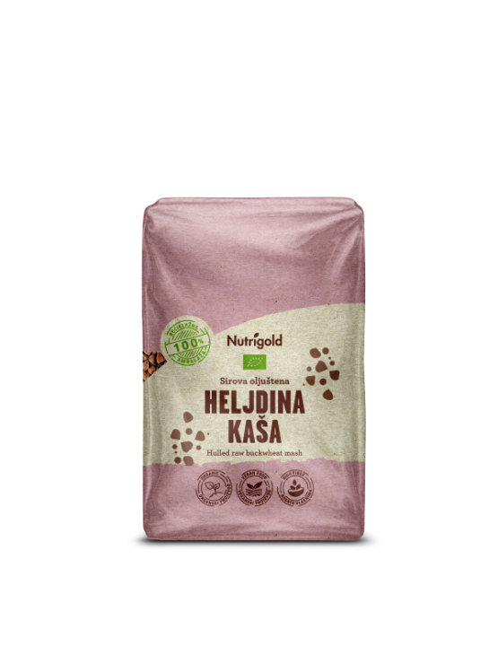 Nutrigold organic hulled raw buckwheat groats in a packaging of 500g
