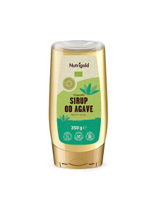 Nutrigold organic agave syrup in a plastic squeeze bottle of 350g