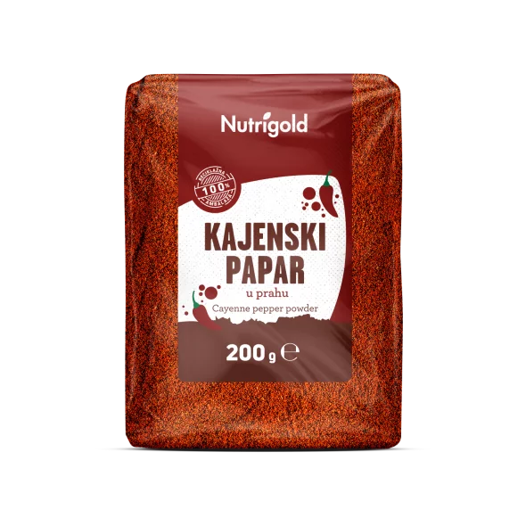 Nutrigold Cayenne pepper powder in a packaging of 200g