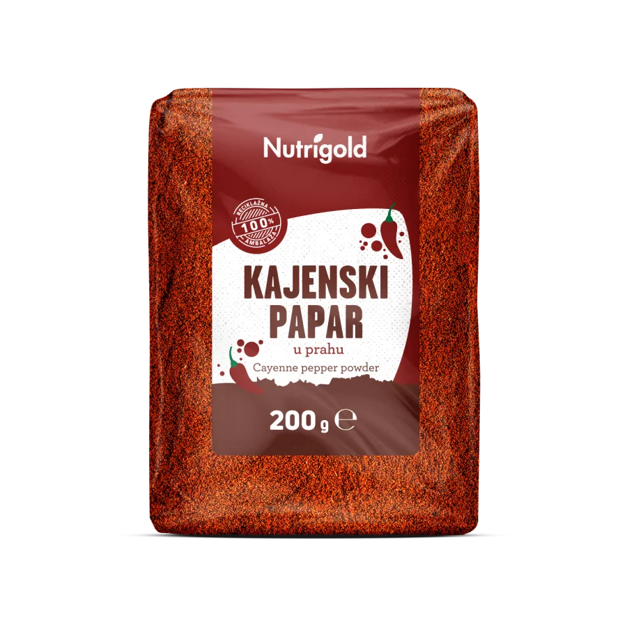 Nutrigold Cayenne pepper powder in a packaging of 200g
