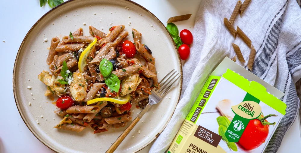 Mediterranean buckwheat pasta for lunch (and dinner as well)!
