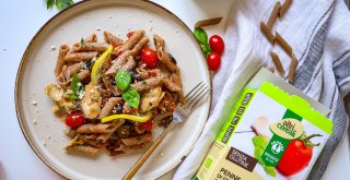 Mediterranean buckwheat pasta for lunch (and dinner as well)!