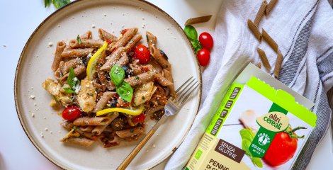 Mediterranean buckwheat pasta for lunch (and dinner as well)!